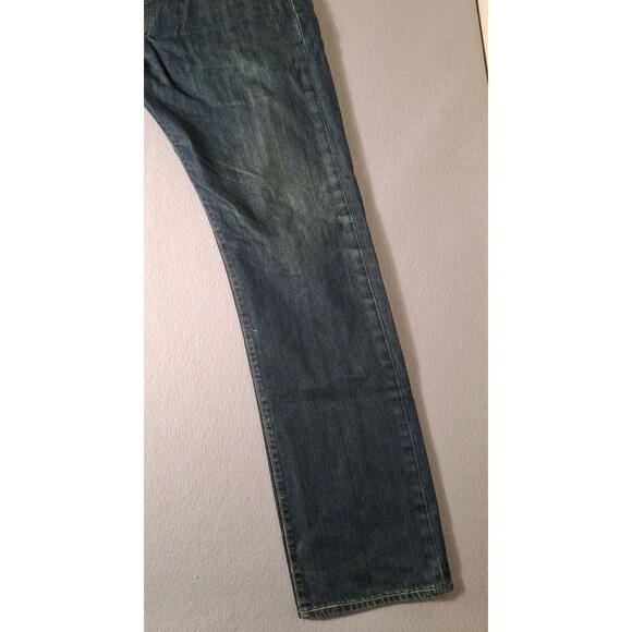 LEVI'S 501 Button Fly Jeans Mens 34-32 Dark Wash Distressed Cowboy EUC - Picture 3 of 15